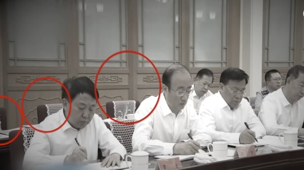央视画面泄密，四元老疑似出席会议。（视频截图）