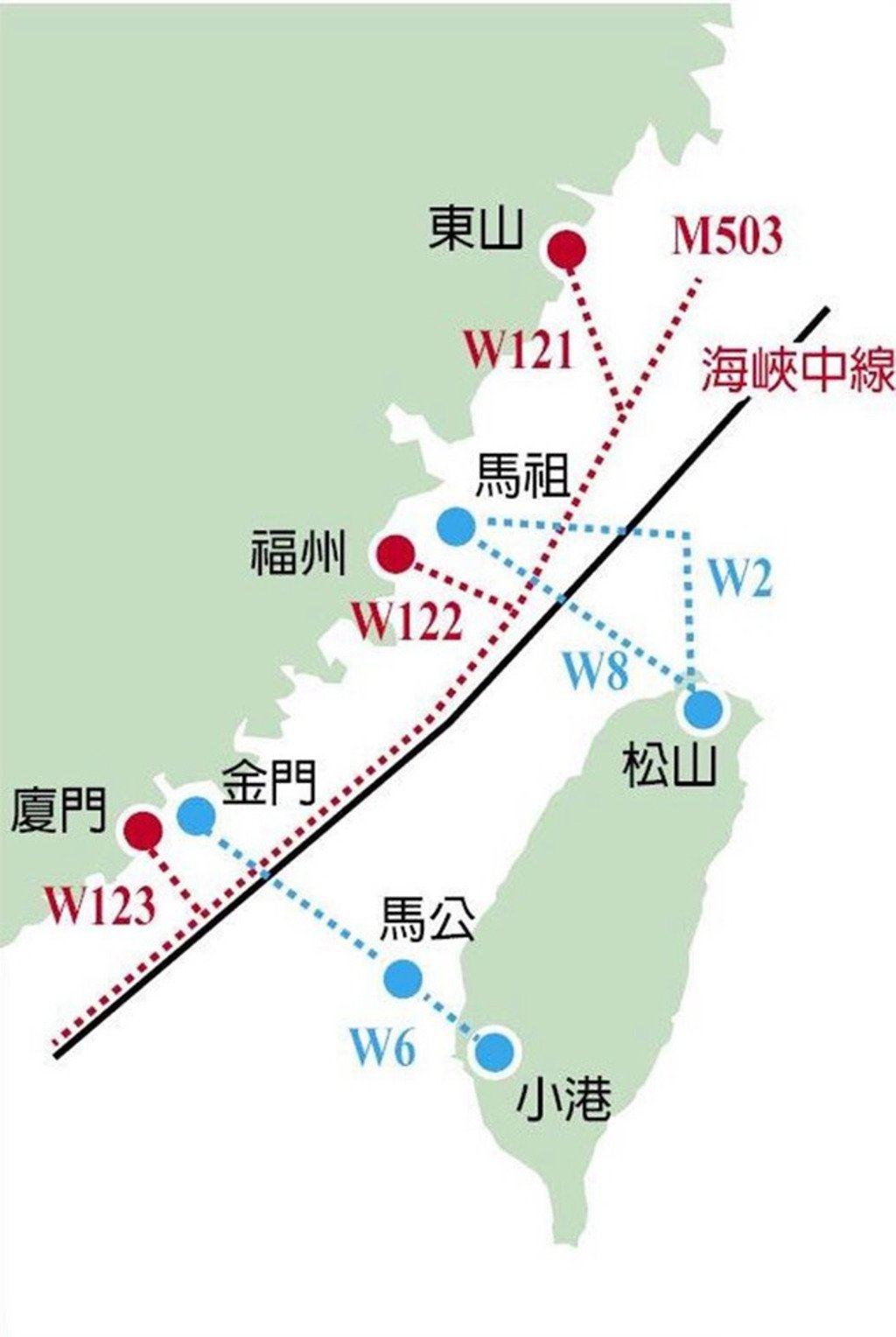 国台办突然宣布：正式启用M503航线W121衔接线