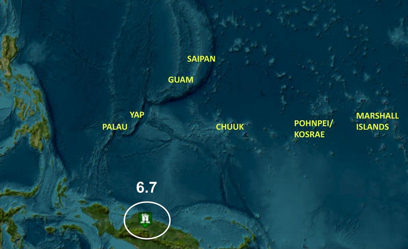 台湾时间今（16）日下午1时48分，印尼巴布亚省萨米县（Sarmi Regency）发生规模6.7地震。（图撷取自NWSGuam 社群平台「X」）