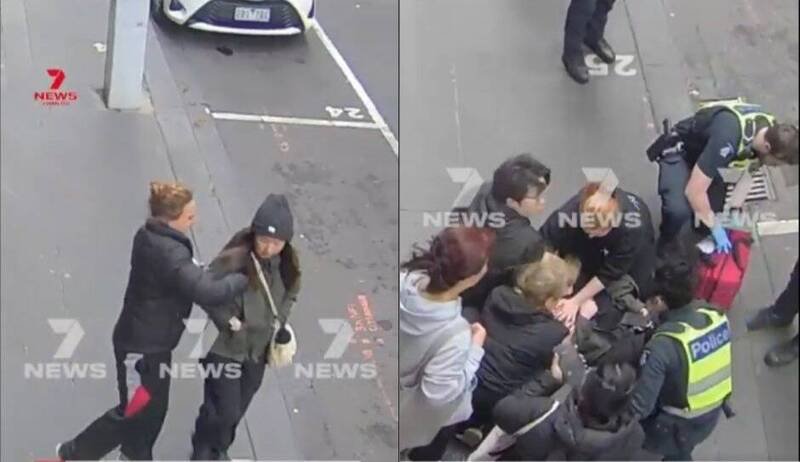 本月2日台湾籍赖姓女寿司师傅在澳洲墨尔本中心商业区交叉口被刺伤，造成肺部塌陷，目前情况稳定，已返回住处休养。（图撷取自@7NewsMelbourne社群平台「X」）