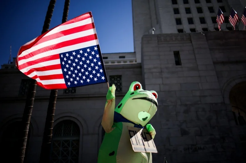 “充气青蛙”涌上美国街头 它为何成近期抗议的标志？