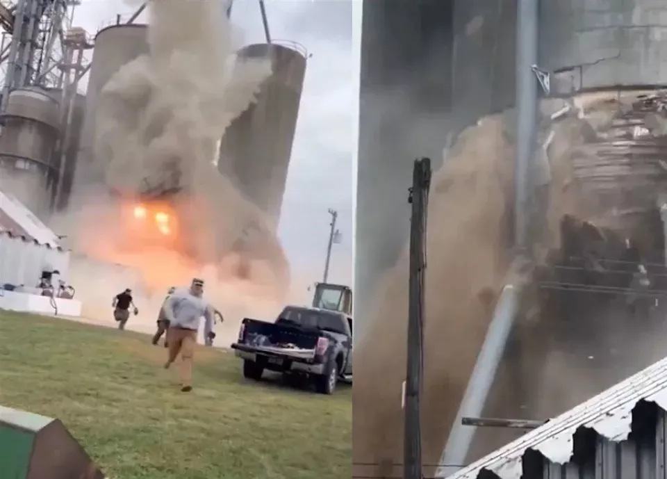 中国拒买 美谷仓不堪重负崩塌 数百吨黄豆如海啸涌出