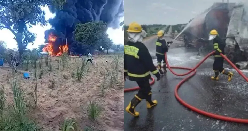 悲剧！油罐车翻覆 居民忙抢油遇爆炸 至少35死46伤