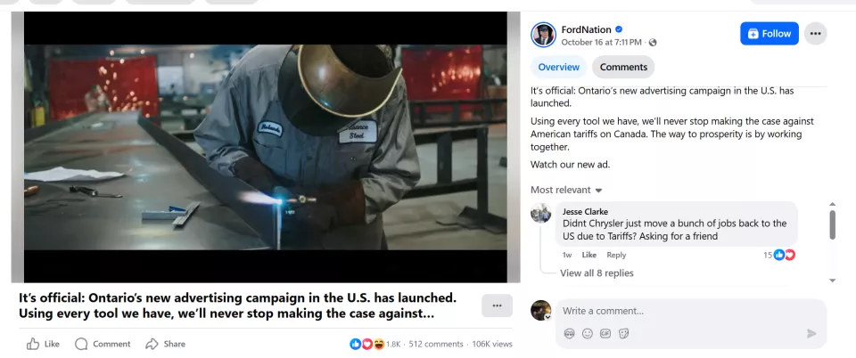 一则广告惹出祸?特朗普:美加终止谈判