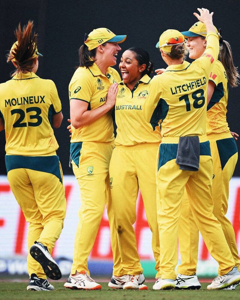 2025女子板球世界杯在印度举办，澳洲代表队2名球员传出被机车骑士乱摸。图为澳洲女子板球队。（图撷自「Aussie Women's Cricket Team」IG）
