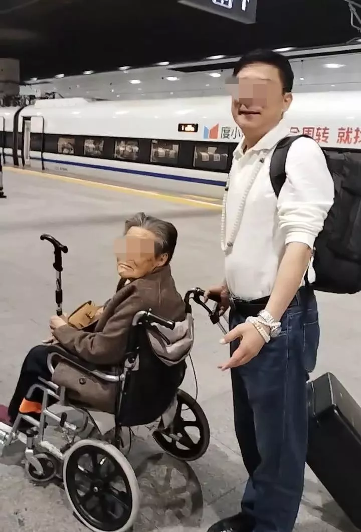 男子推94岁母亲坐轮椅乘动车 称遇到郑智化式难题
