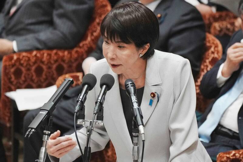 日本首相高市早苗今（10）日上午在国会备询时，强调不会收回「若台湾遭受中国侵略，可能采取集体自卫权」的言论。（法新社）