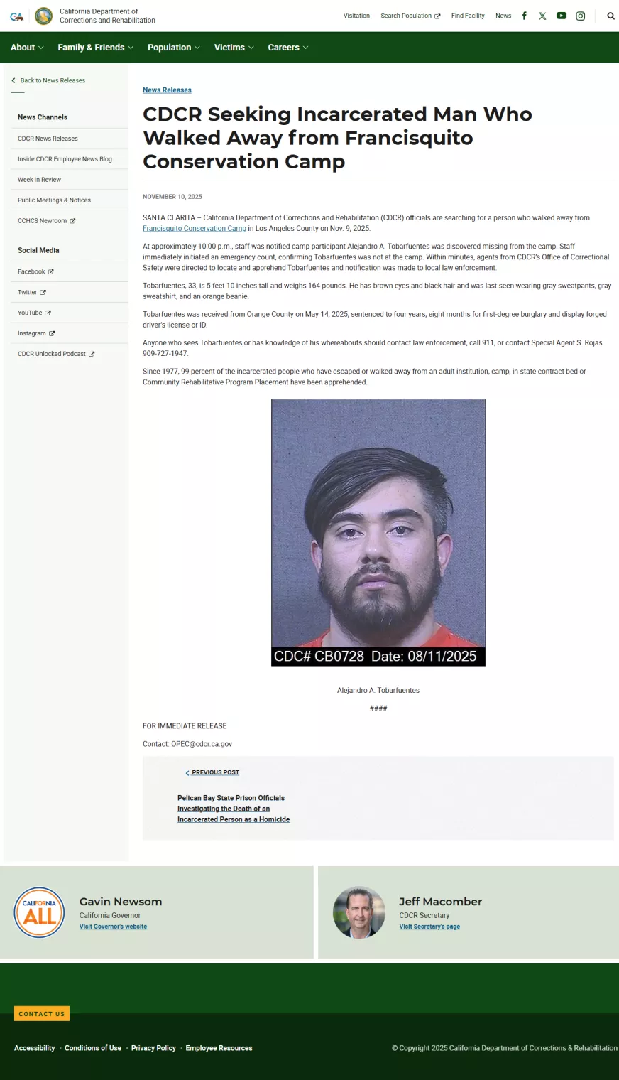 “赴美盗窃”的智利职业大盗,从加州监狱逃跑了