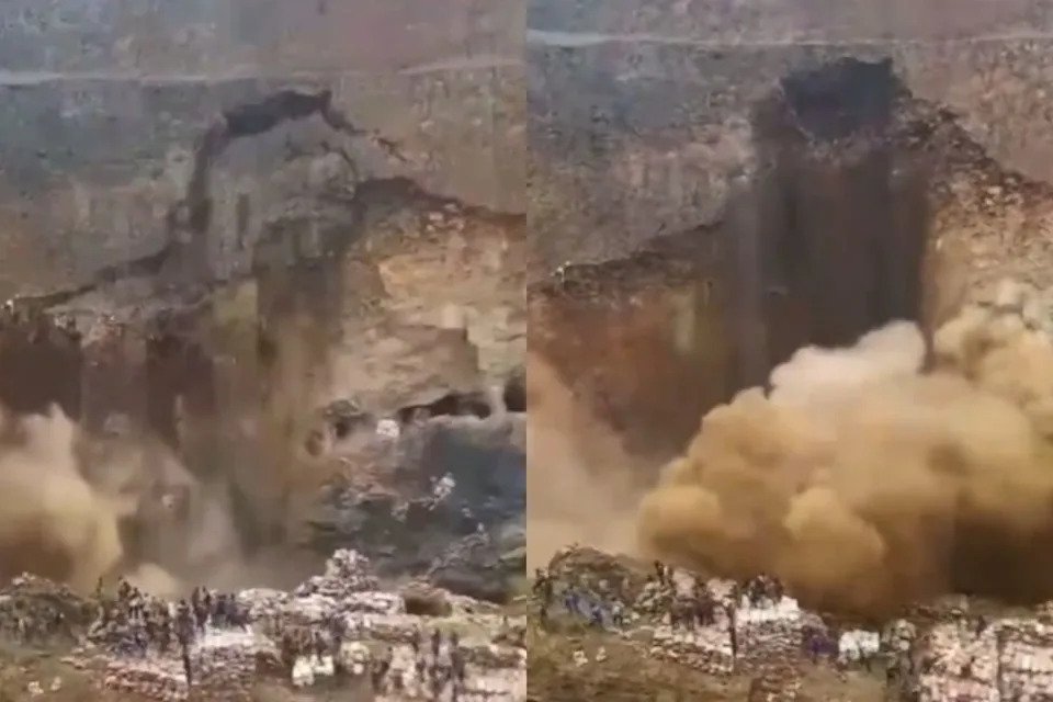 剛果一處礦場的橋樑坍塌。圖／翻攝自X