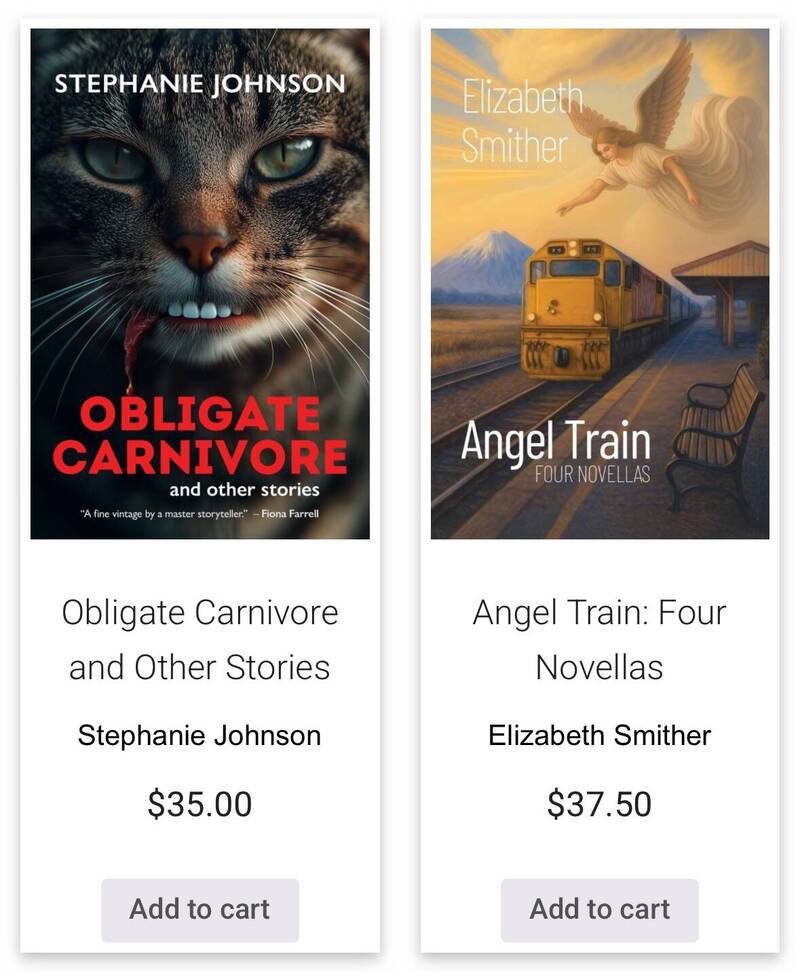 纽西兰两名作家因新作使用AI设计封面，惨遭取消纽西兰奥克汉图书奖的参赛机会。图为两本参赛作品封面。（撷取自Quentin Wilson网页）