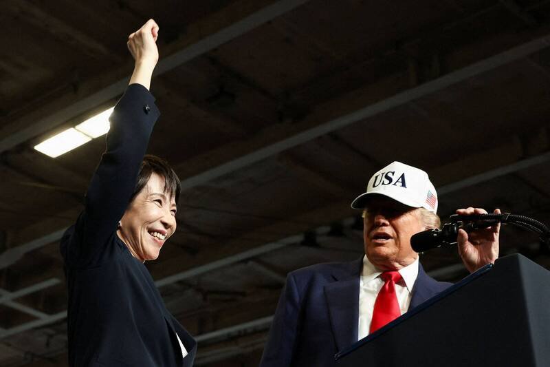 川普表示，他与高市谈得非常好，相信她将成为一位伟大的领导人。（路透）