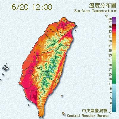 今天全台天气炎热。（图片取自气象局）
