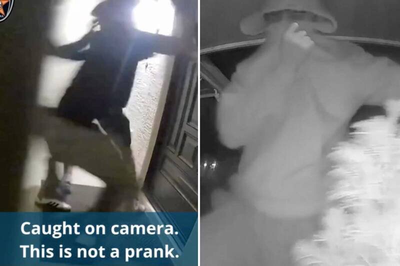 美国青少年新的TikTok「踹门」挑战，严重恐被逮捕、升级成与屋主的暴力冲突。（图撷取自@nypost社群平台「X」）