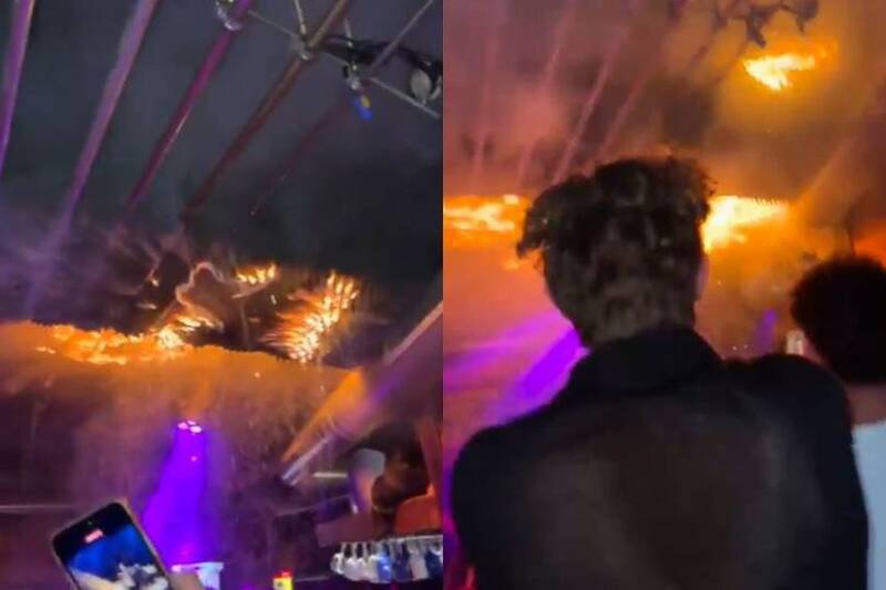 瑞士酒吧恶火现场画面显示，多名年轻仍持续用手机拍摄，错失逃生机会。（撷取自Threads/@
3CatInfo）