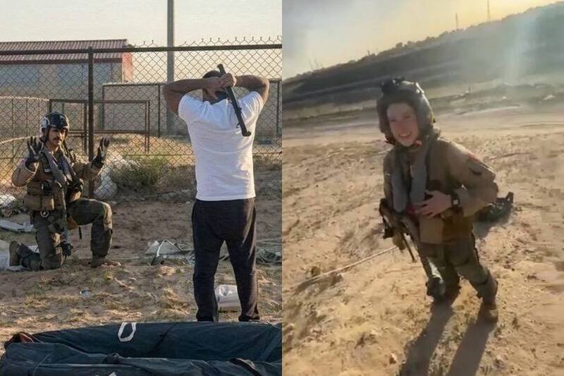 男飞官落地后，被当地人误认是敌军，险遭围殴，另外有女飞官落地后则获当地人非常友善关心对待。（图撷自X）